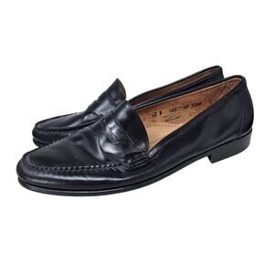 Bass Co 12 Black Leather Penny Loafer Academia Formal Classic Minimalist